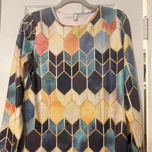 Geometric, Long Sleeved Women's Shirt, Small